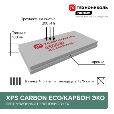 Плиты пенопол. экструзионные ТЕХНОНИКОЛЬ CARBON ECO 1180х580х40-L 10шт/уп (0,273760м3), уп