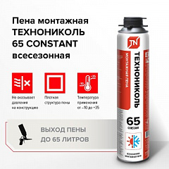 Пена монтажная профессиональная ТехноНИКОЛЬ 65 CONSTANT всесезонная 12*990 гр
