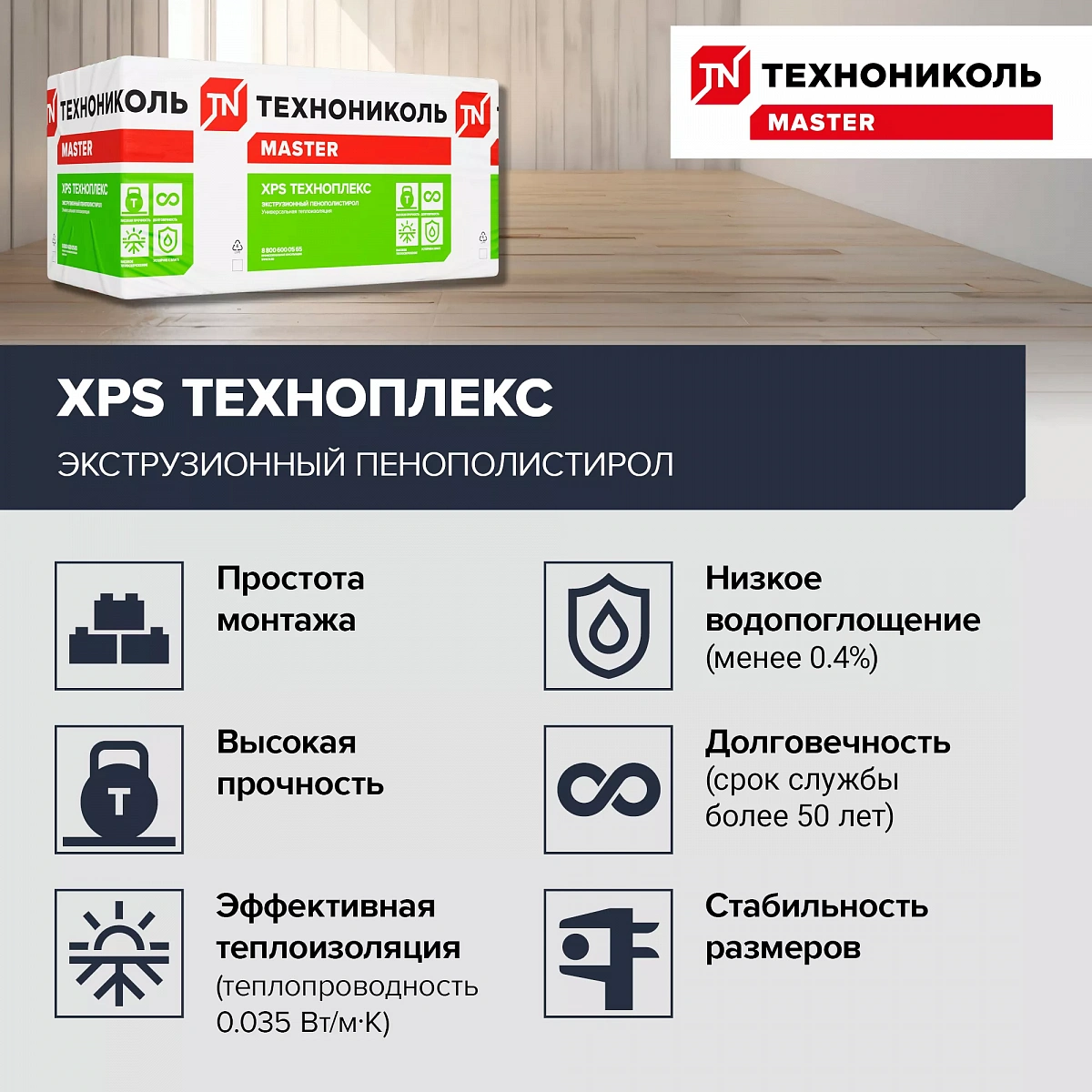Плиты пенополистирольные экструзионные ТЕХНОПЛЕКС/TECHNOPLEX  1180х580х100-L уп.